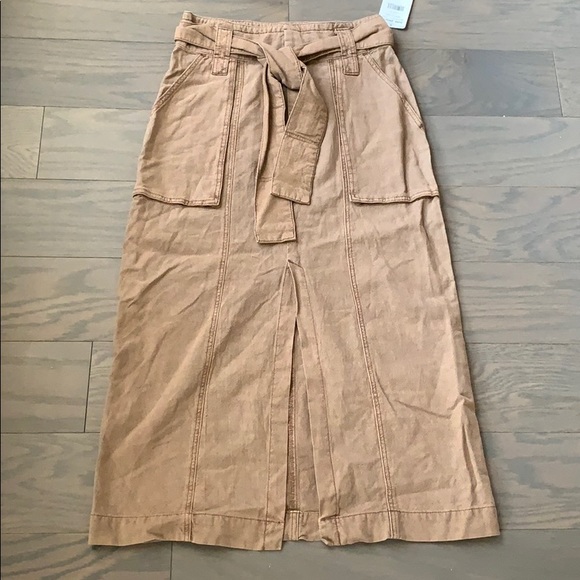 NWT Free People Catching Feelings Brown Midi Skirt - Picture 2 of 7